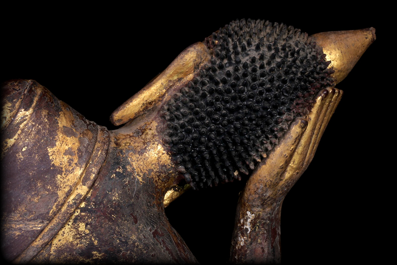 Extremely Rare Early 18C Wood Shan Reclining Buddha # A144